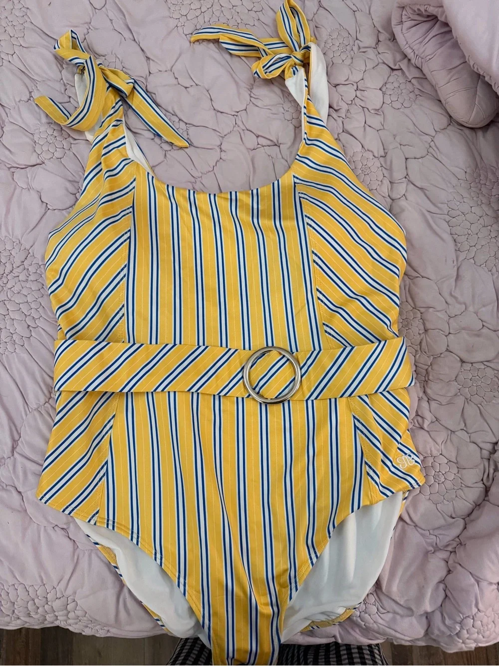 Albion One-Piece Swimsuit in Yellow, White & Blue Stripe